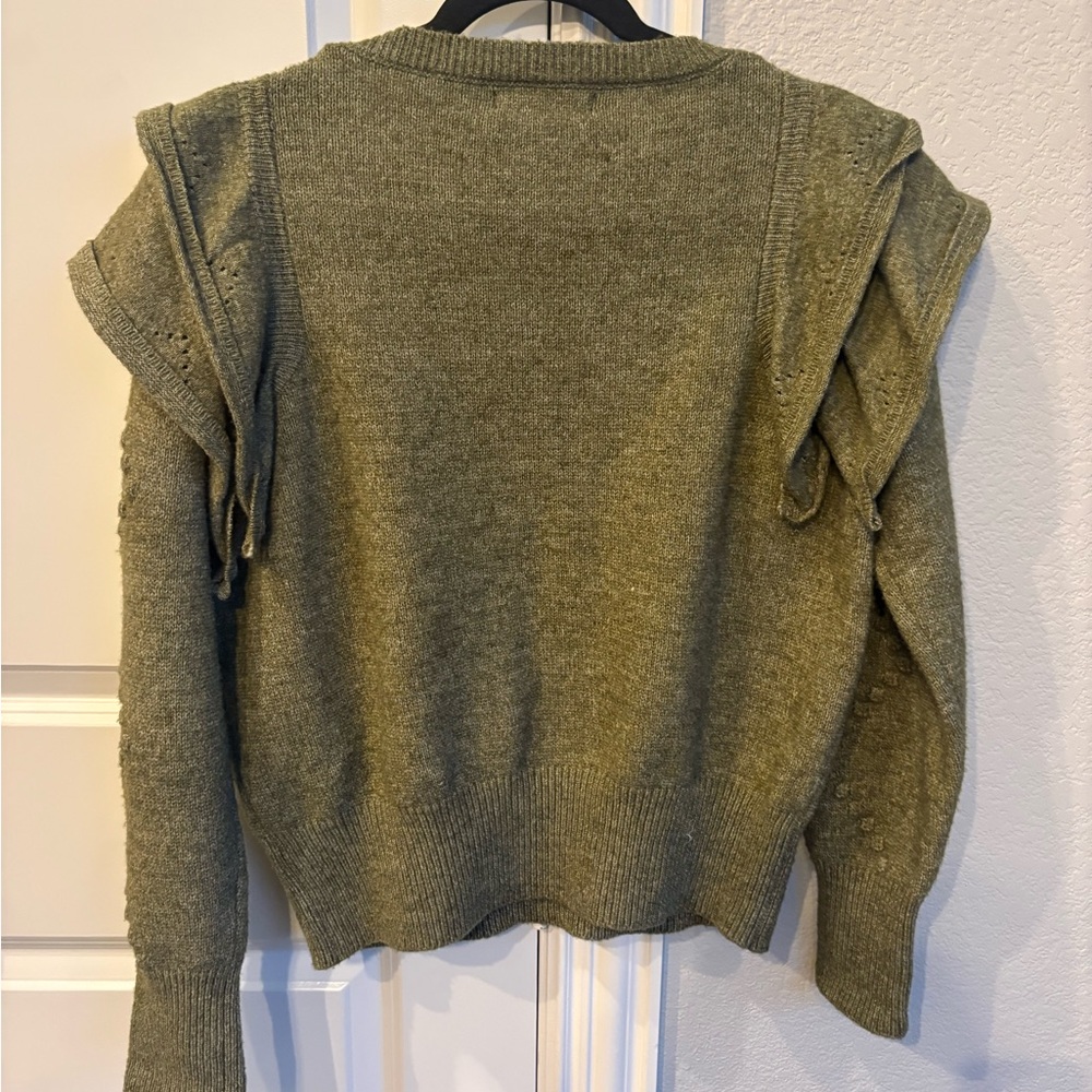 Stylish Olive Ruffle Sweater - Picture 6 of 6
